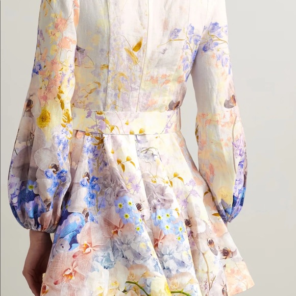 Rhythmic Belted Embellished Floral-print Linen Mini Dress - Picture 3 of 9